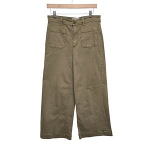 Everlane Women's Tan Khaki Wide Leg Crop Pants Size 8 Cotton Blend Utility
